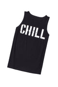 Black CHILL Graphic Print Tank Top