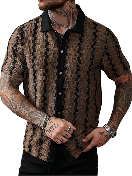 SOLY HUX Men’s Textured Short-Sleeve Button-Down