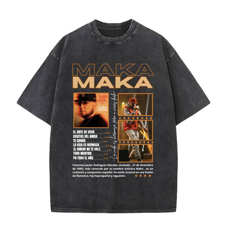 Washed Vintage Rapper Maka T-shirts Men Women Fashion Hip Ho