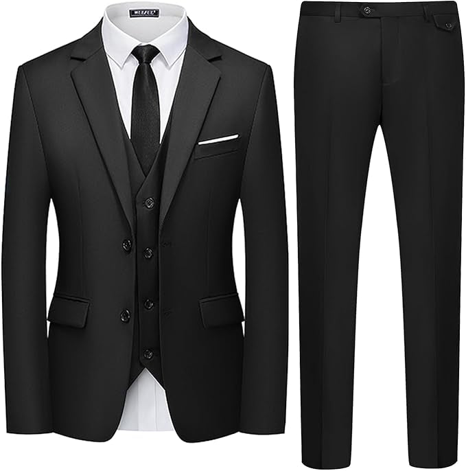 WULFUL Men’s 3-Piece Slim Fit Suit Set